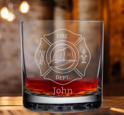 Firefighter Engraved Whisky Glass - Fireman Ladder Glass-Whiskey-Maddie & Co.