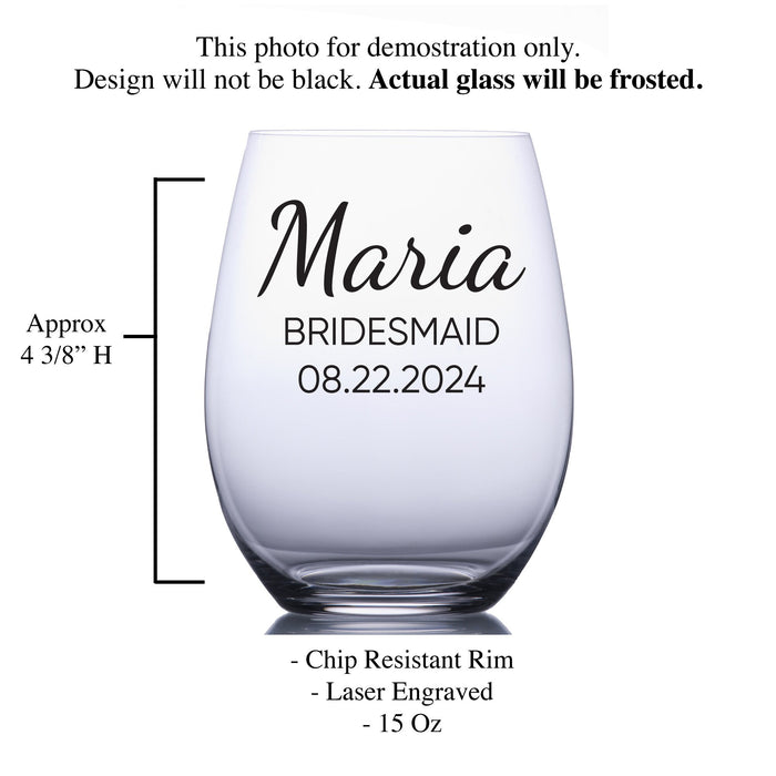 Personalized Bridesmaid Wine Glass-Maddie & Co.