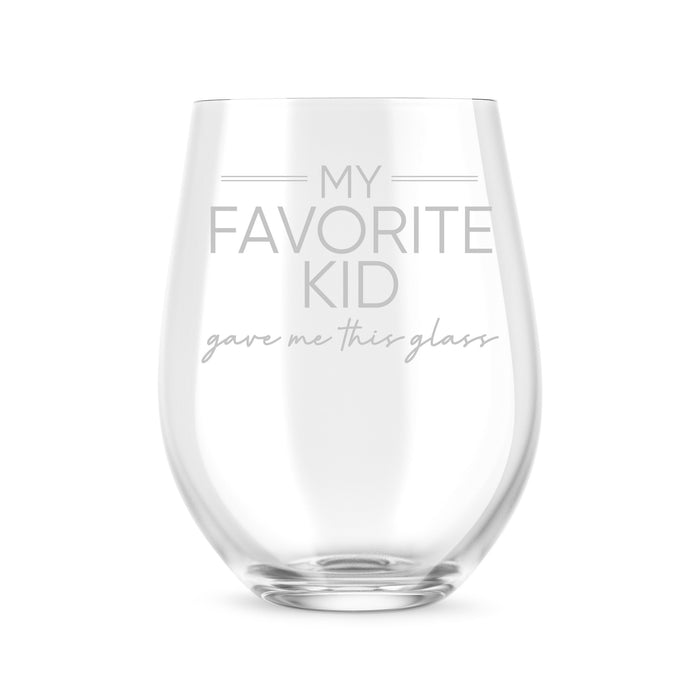 My Favorite Kid Gave Me This Glass Stemless Wine Glass-Maddie & Co.