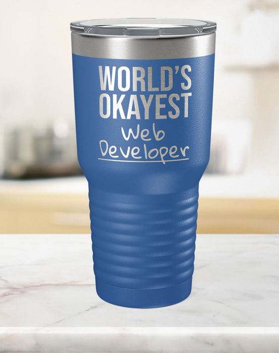 World's Okayest Engraved Tumbler-Tumblers + Water Bottles-Maddie & Co.