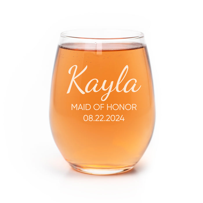 Personalized Maid of Honor Wine Glass-Maddie & Co.