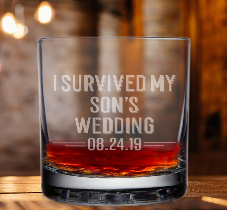 I Survived My Grandson's Wedding Whiskey Glass-Whiskey Glasses + Wine-Maddie & Co.