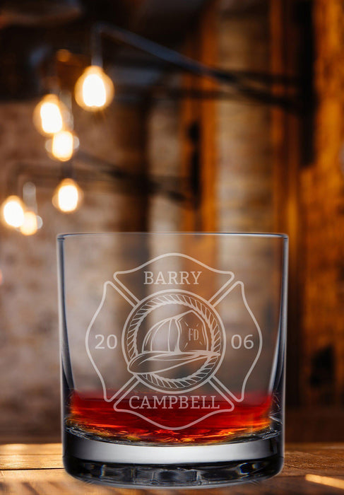 Firefighter Engraved Whiskey Glass - Fireman Rocks Glass-Whiskey-Maddie & Co.