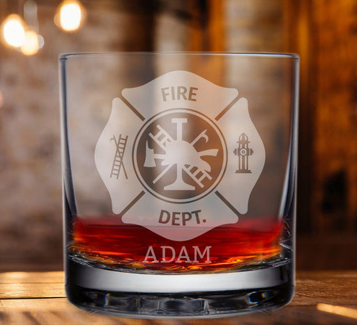 Firefighter Engraved Whiskey Glass - Fireman Ladder Glass-Whiskey-Maddie & Co.