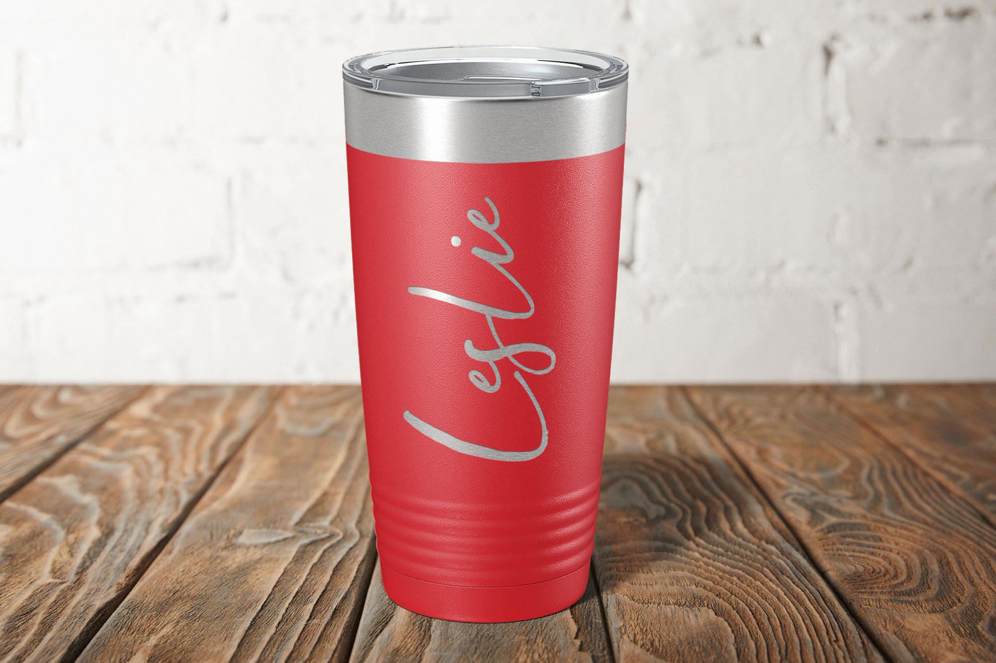 Laser Etched Monogrammed Yeti Style Coffee Tumbler Rivet Design