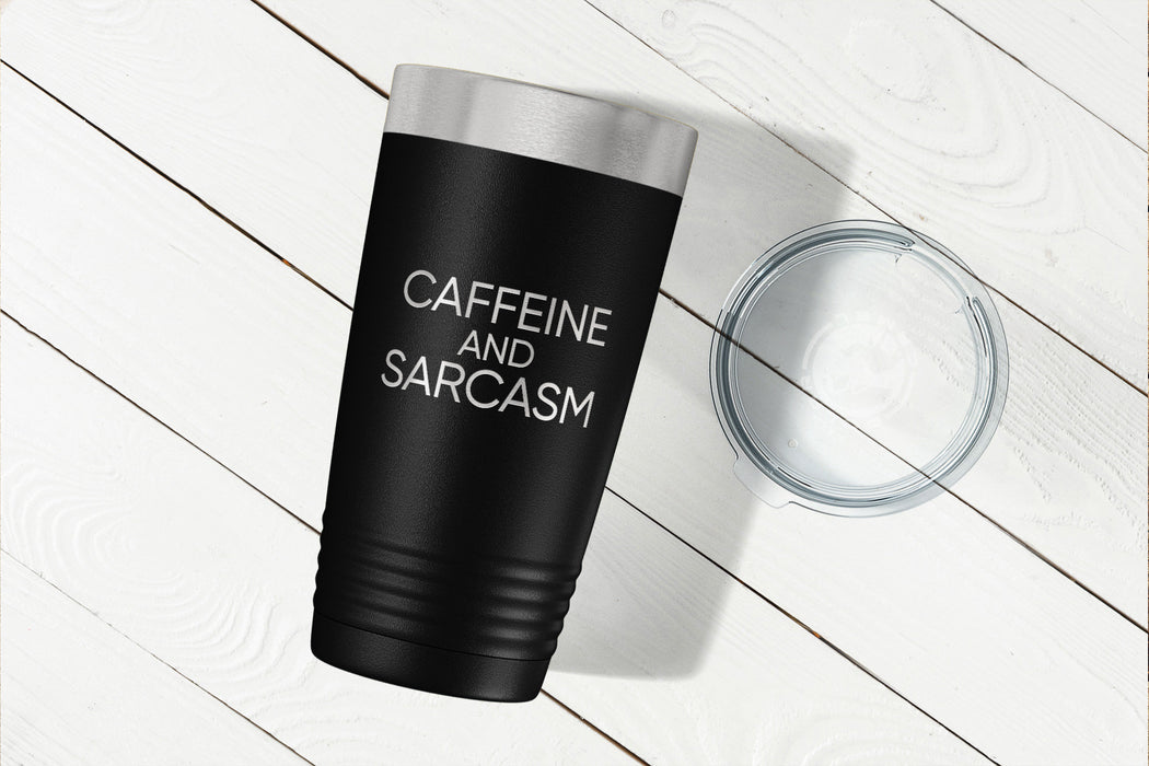 Caffeine And Sarcasm Tumbler-Maddie & Co.
