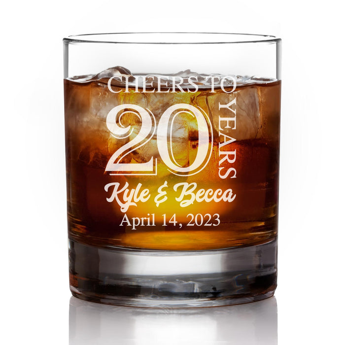 Cheers to 20 Years Anniversary Whiskey Glass-Maddie & Co.
