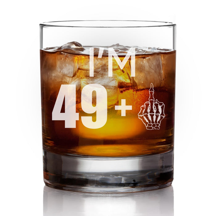 I Am 49 + 1 Middle Finger Engraved Whiskey Glass-Maddie & Co.