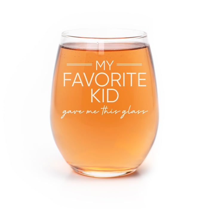 My Favorite Kid Gave Me This Glass Stemless Wine Glass-Maddie & Co.