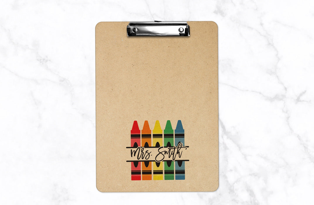 Personalized Teacher Clipboard with Split Crayon-Maddie & Co.
