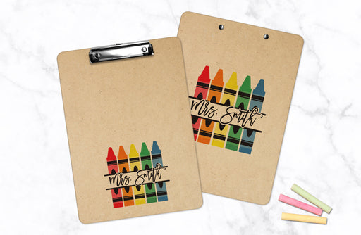 Personalized Teacher Clipboard with Split Crayon-Maddie & Co.