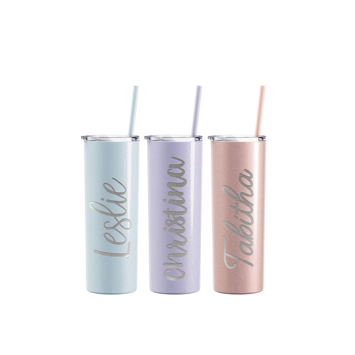 Personalized Skinny Tumbler With Straw-Tumblers + Mugs-Maddie & Co.