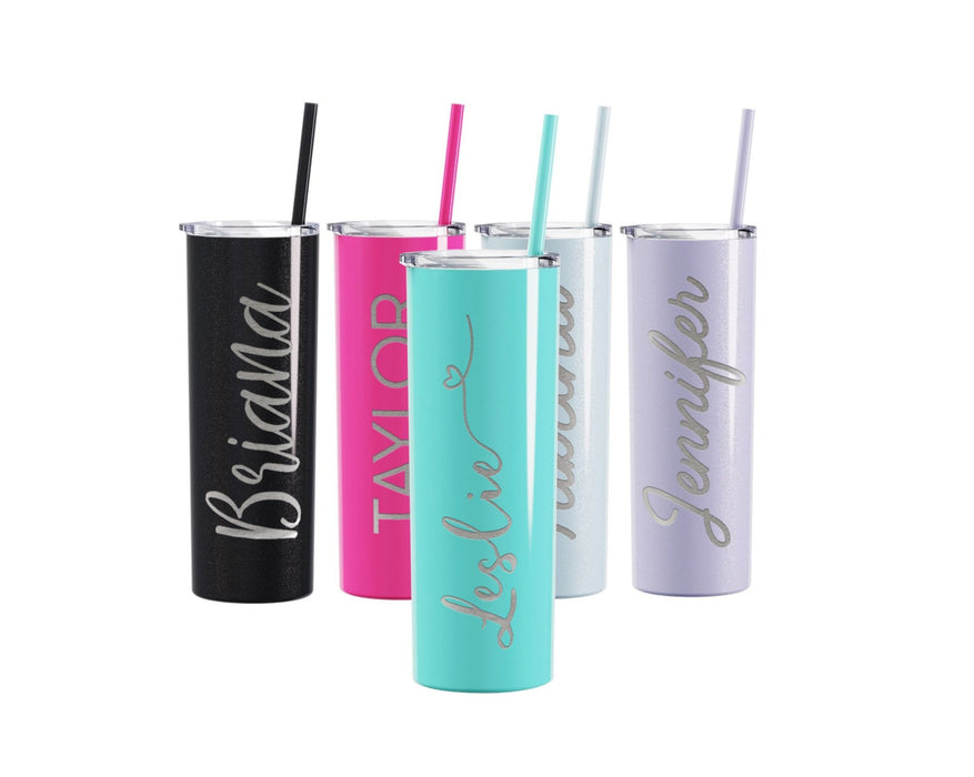 Personalized Skinny Tumbler With Straw-Tumblers + Mugs-Maddie & Co.