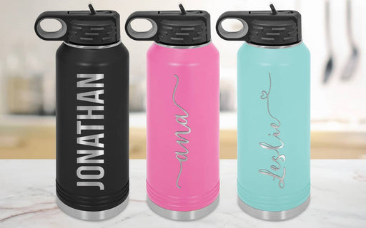 Personalized Water Bottle w Straw Lid-Tumblers + Water Bottles-Maddie & Co.