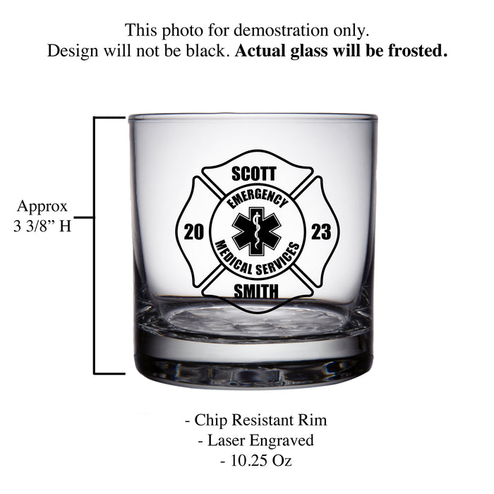 Emergency Medical Services Engraved Whiskey Glass - EMS Rocks Glass-Maddie & Co.