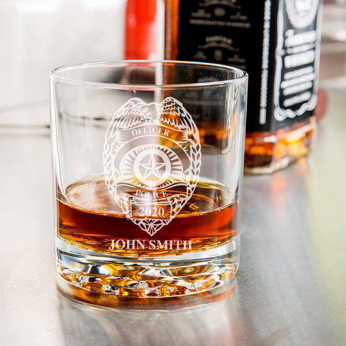Police Badge Personalized Whiskey Glass-Maddie & Co.